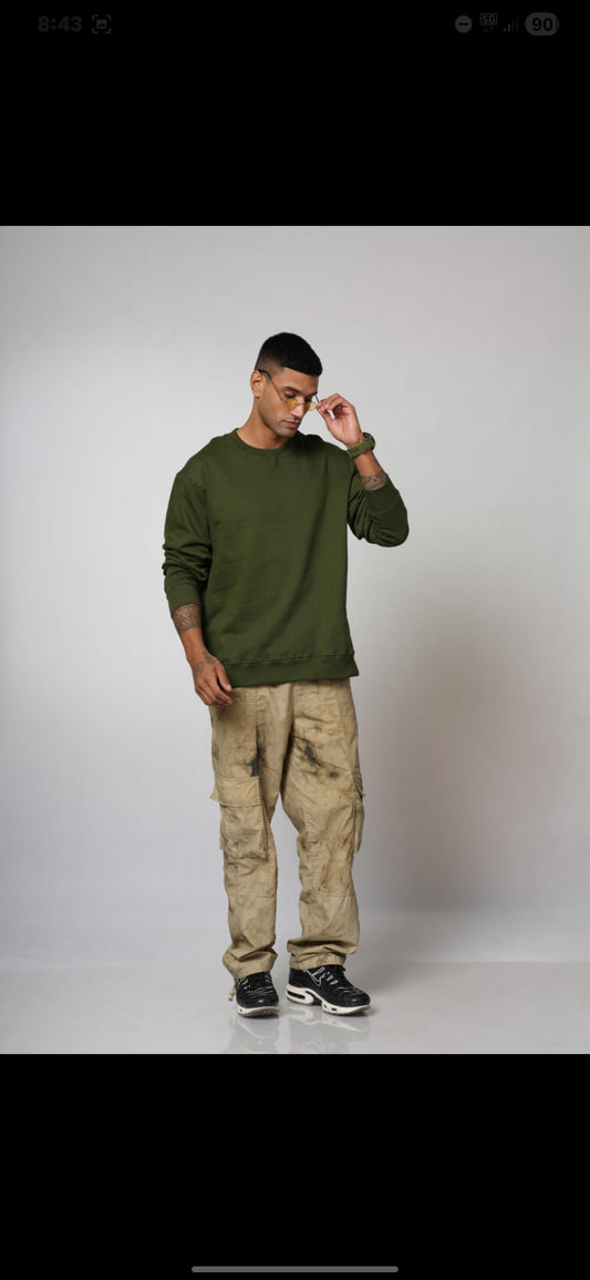 LUXURY OLIVE GREEN SWEATSHIRT EXCLUSIVE CRAFTED|