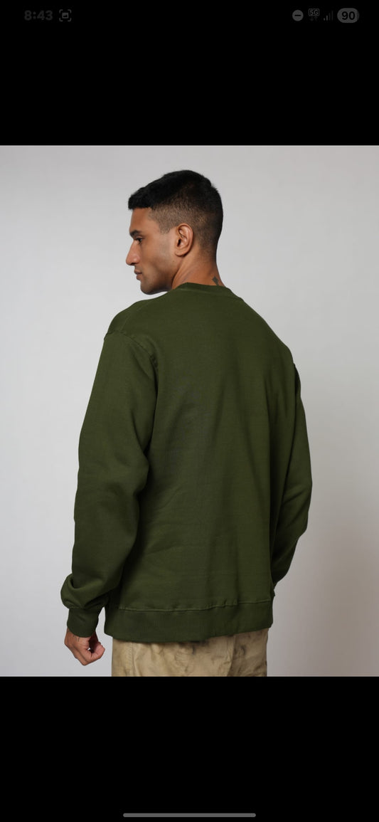 LUXURY OLIVE GREEN SWEATSHIRT EXCLUSIVE CRAFTED|